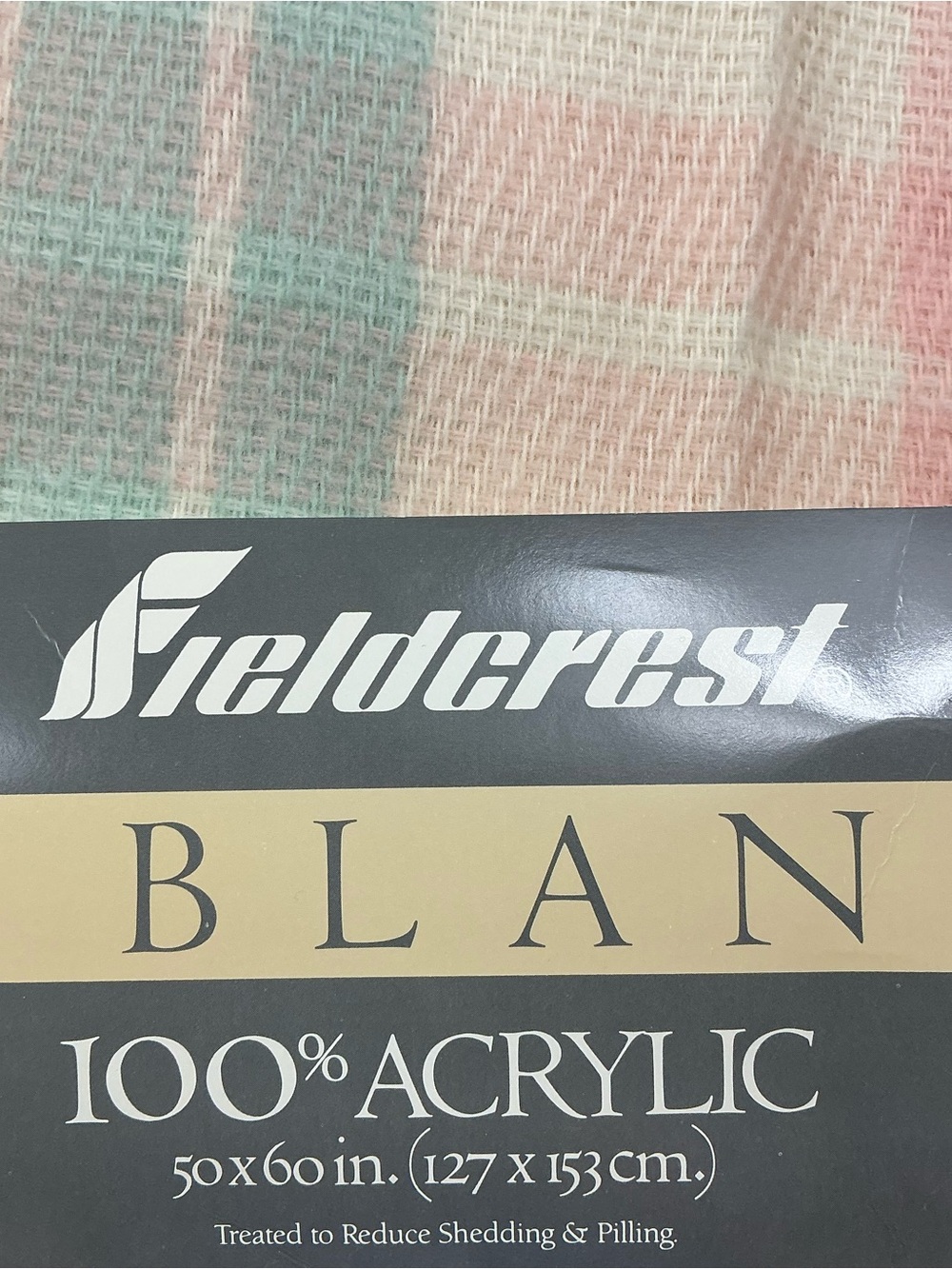 Vintage fieldcrest acrylic lap blanket 50 x 60 USA made NOS - Picture 3 of 6